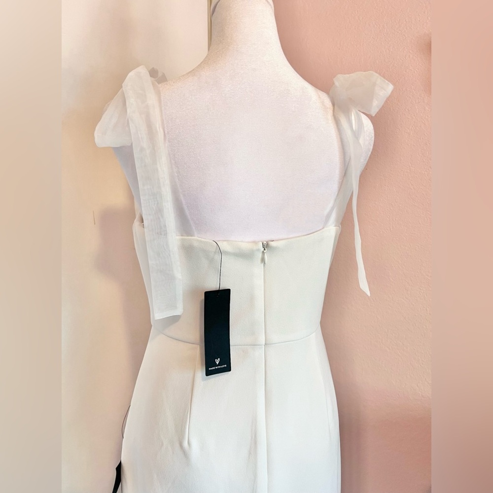 Lulus Romantic Celebration White Tie-Strap Bodycon Midi Dress - Picture 9 of 15